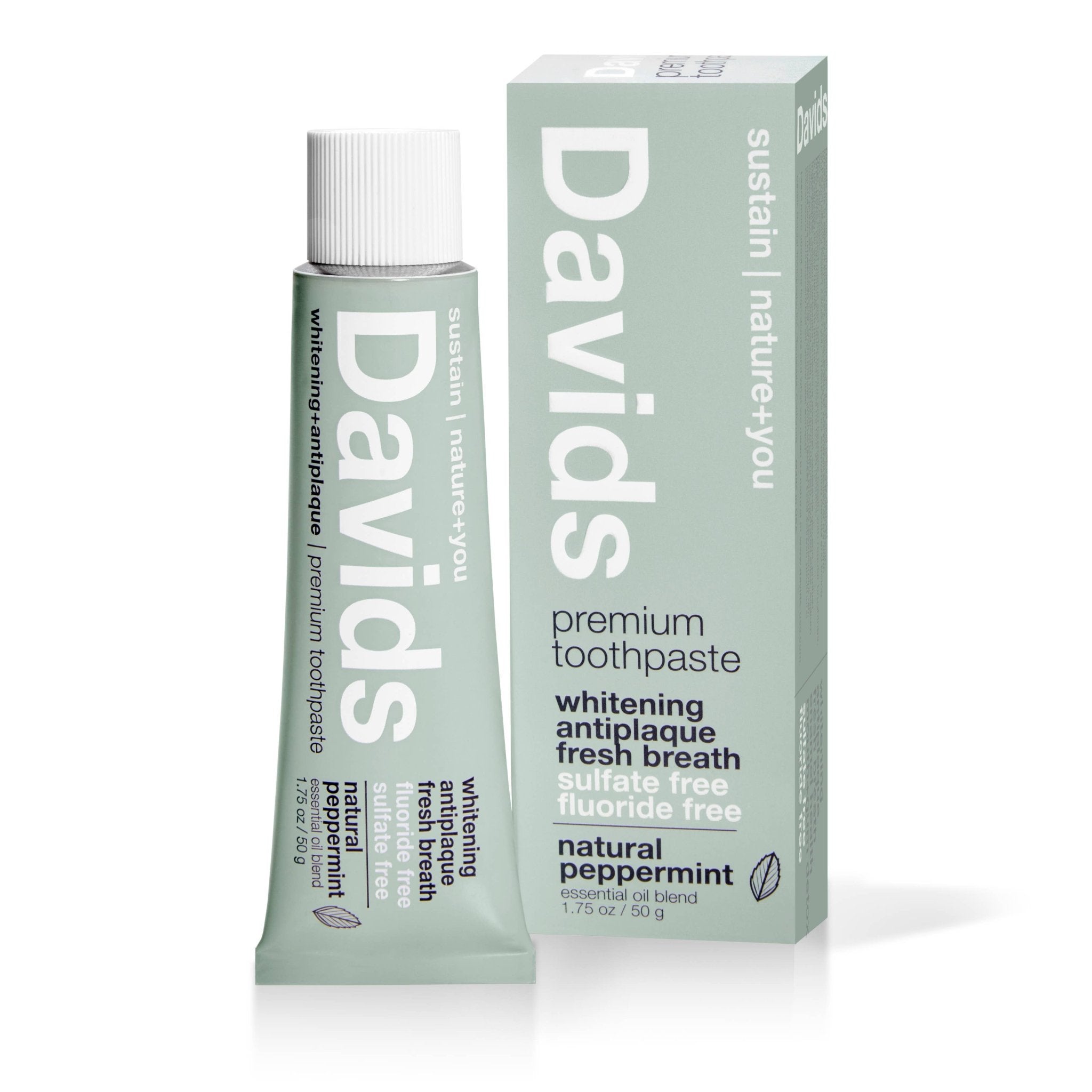 Davids travel size premium toothpaste / peppermint - Free Living Co