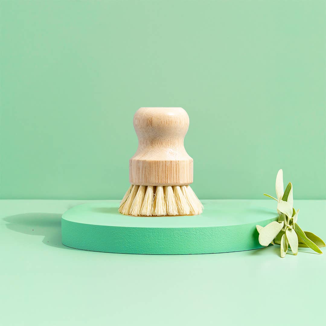Dish Scrub Brush (Bamboo & Sisal) with Llama Logo - Free Living Co
