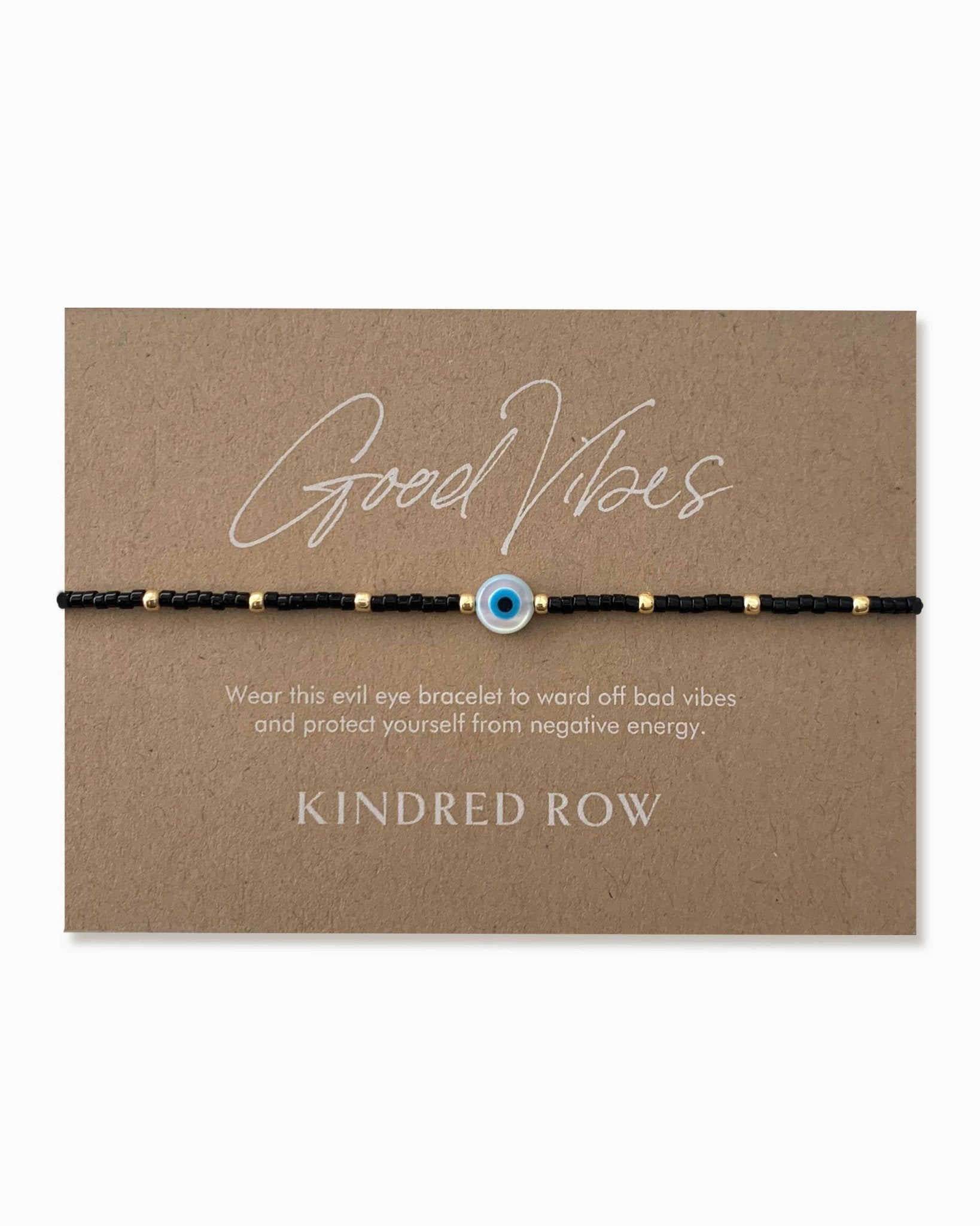 Evil Eye Beaded Bracelet, Black - Free Living Co