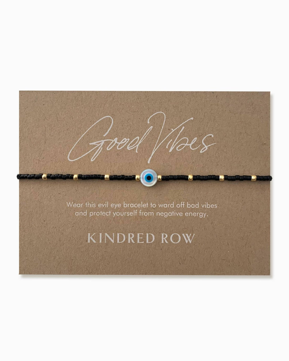 Evil Eye Beaded Bracelet, Black - Free Living Co