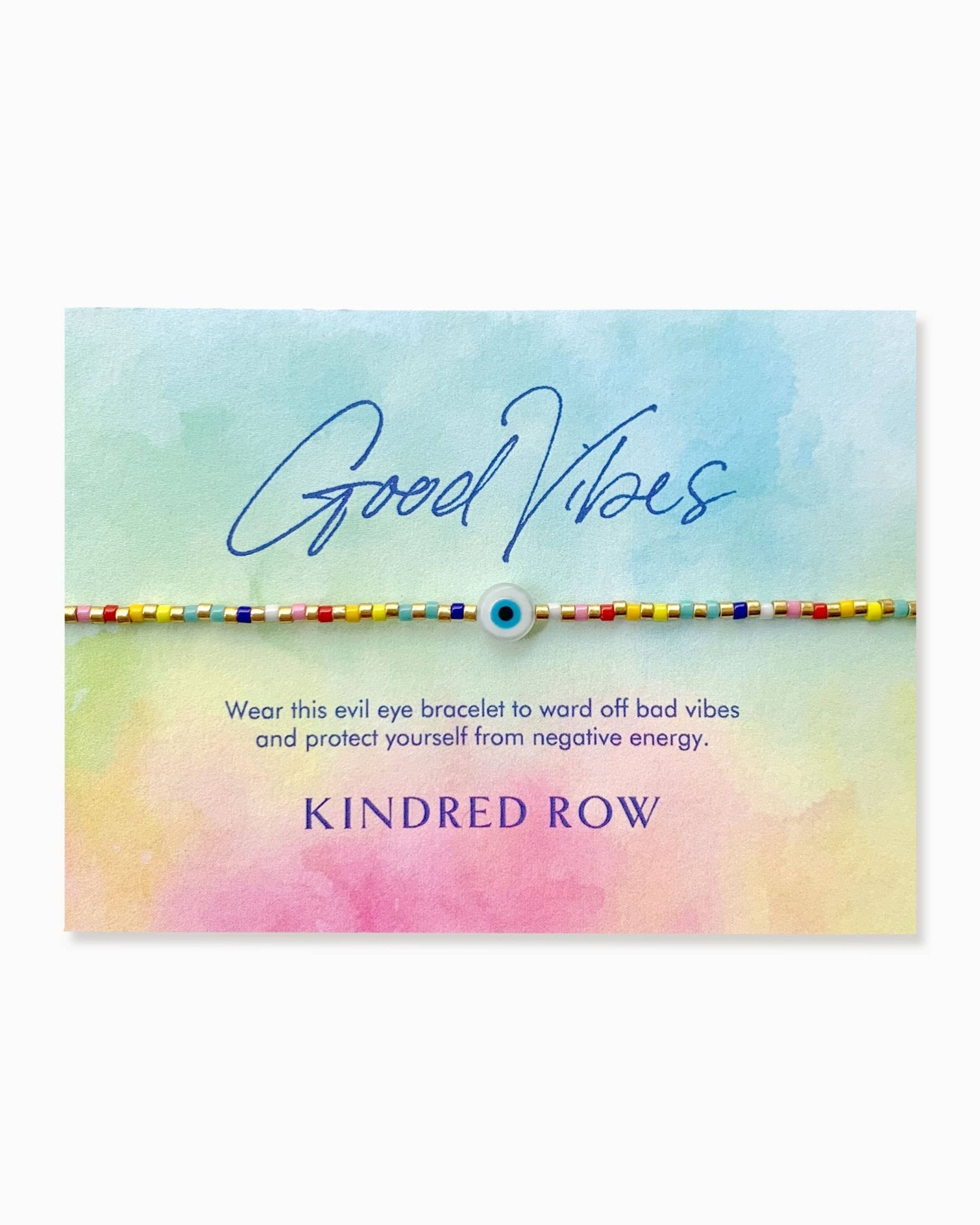 Evil Eye Beaded Bracelet, Rainbow - Free Living Co