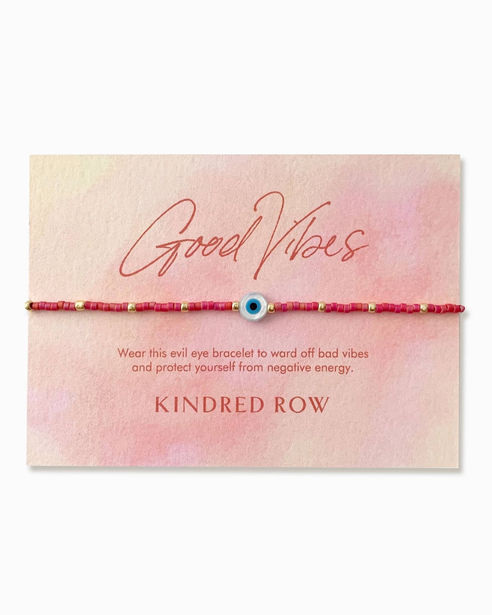 Evil Eye Beaded Bracelet, Red Coral - Free Living Co