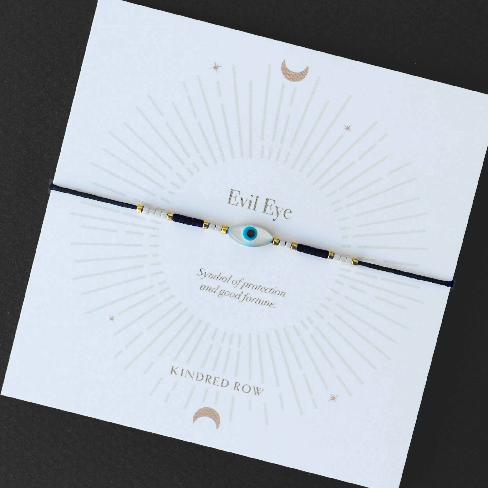Evil Eye Cord Bracelet, Black - Free Living Co