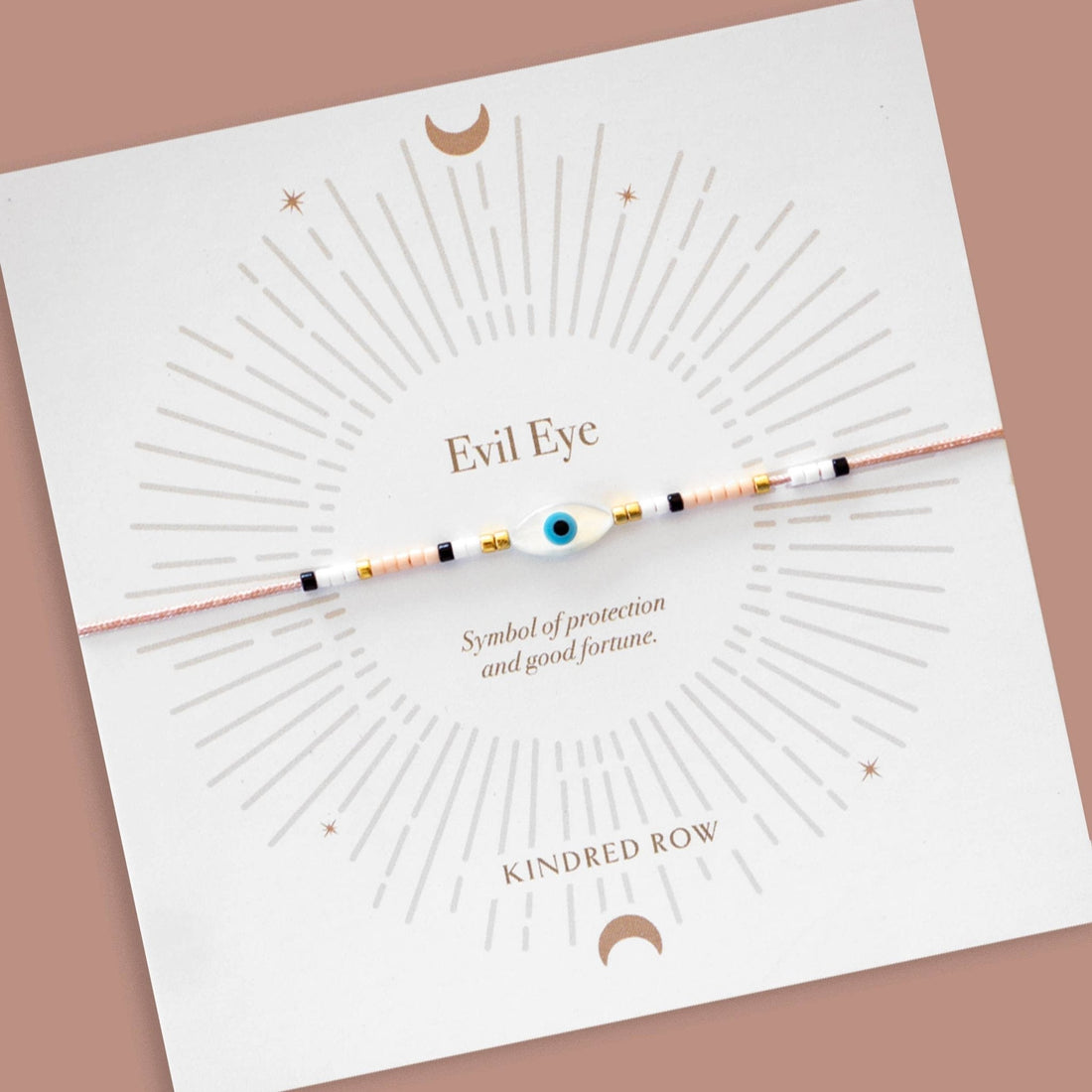 Evil Eye Cord Bracelet, Dusty Rose - Free Living Co