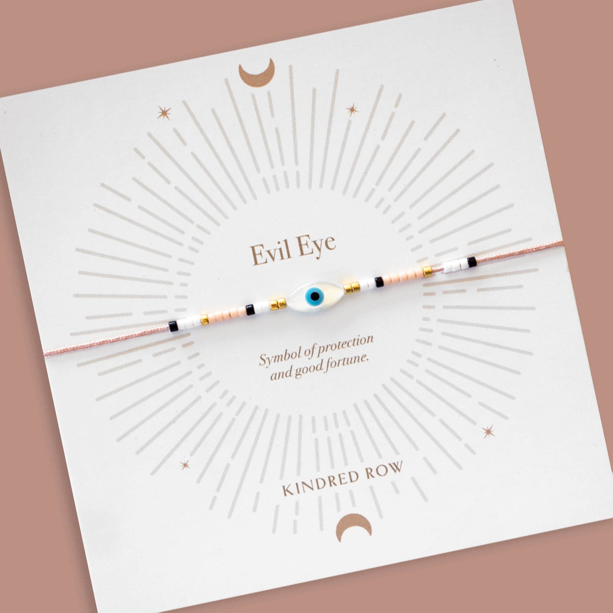 Evil Eye Cord Bracelet, Dusty Rose - Free Living Co