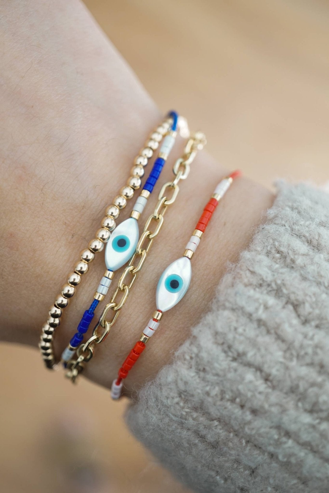 Evil Eye Cord Bracelet, Red - Free Living Co