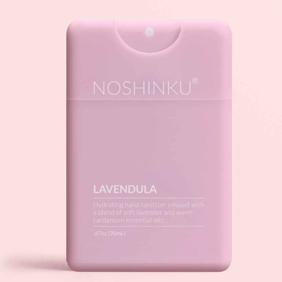 Refillable Lavender Ultra-Moisturizing Pocket Hand Sanitizer product front view, calming lavender sanitizer