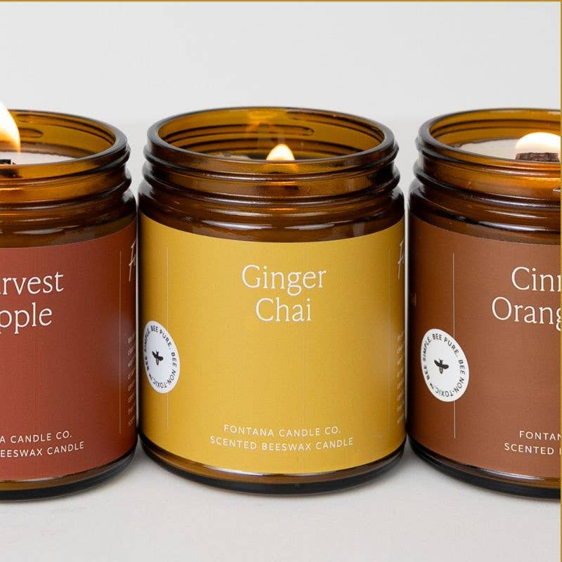 Ginger Chai Essential Oil Beeswax Jar Candle: Non - Toxic - Free Living Co