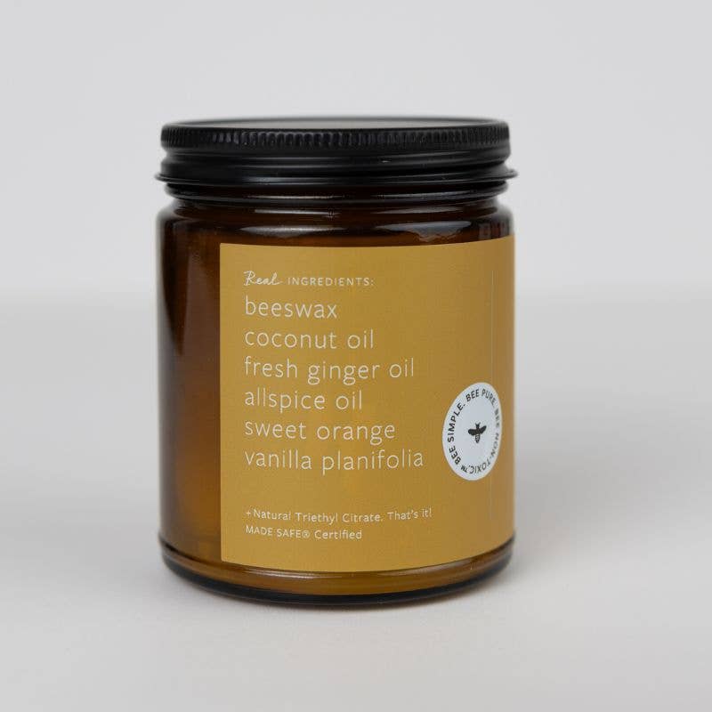 Ginger Chai Essential Oil Beeswax Jar Candle: Non - Toxic - Free Living Co