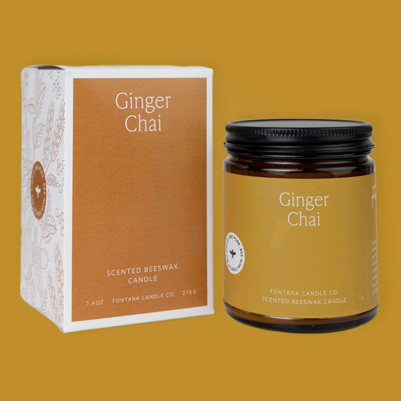 Ginger Chai Essential Oil Beeswax Jar Candle: Non - Toxic - Free Living Co