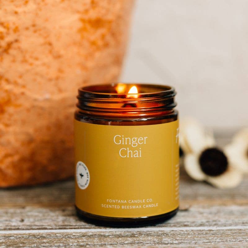 Ginger Chai Essential Oil Beeswax Jar Candle: Non - Toxic - Free Living Co