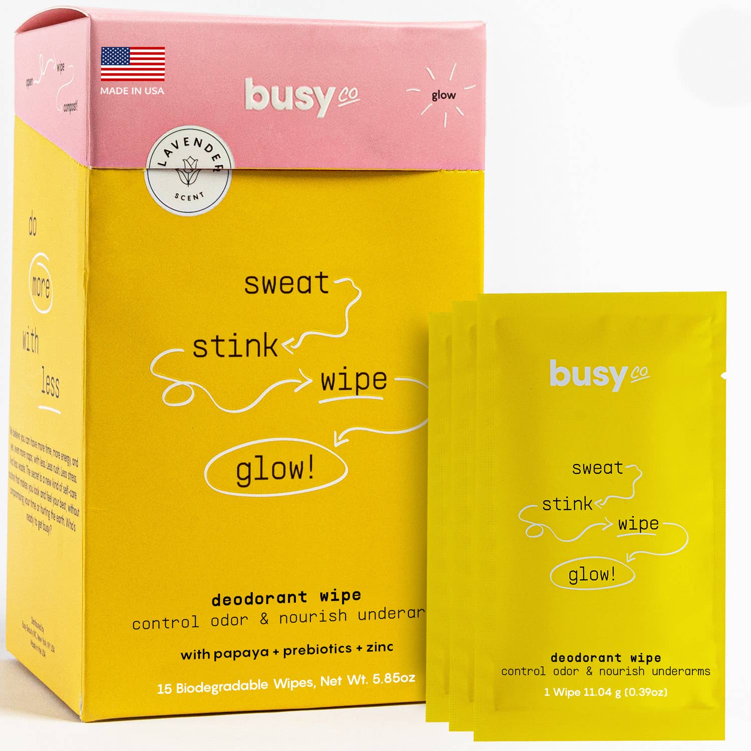 Glow Deodorant Wipes with Prebiotics & Zinc - Free Living Co