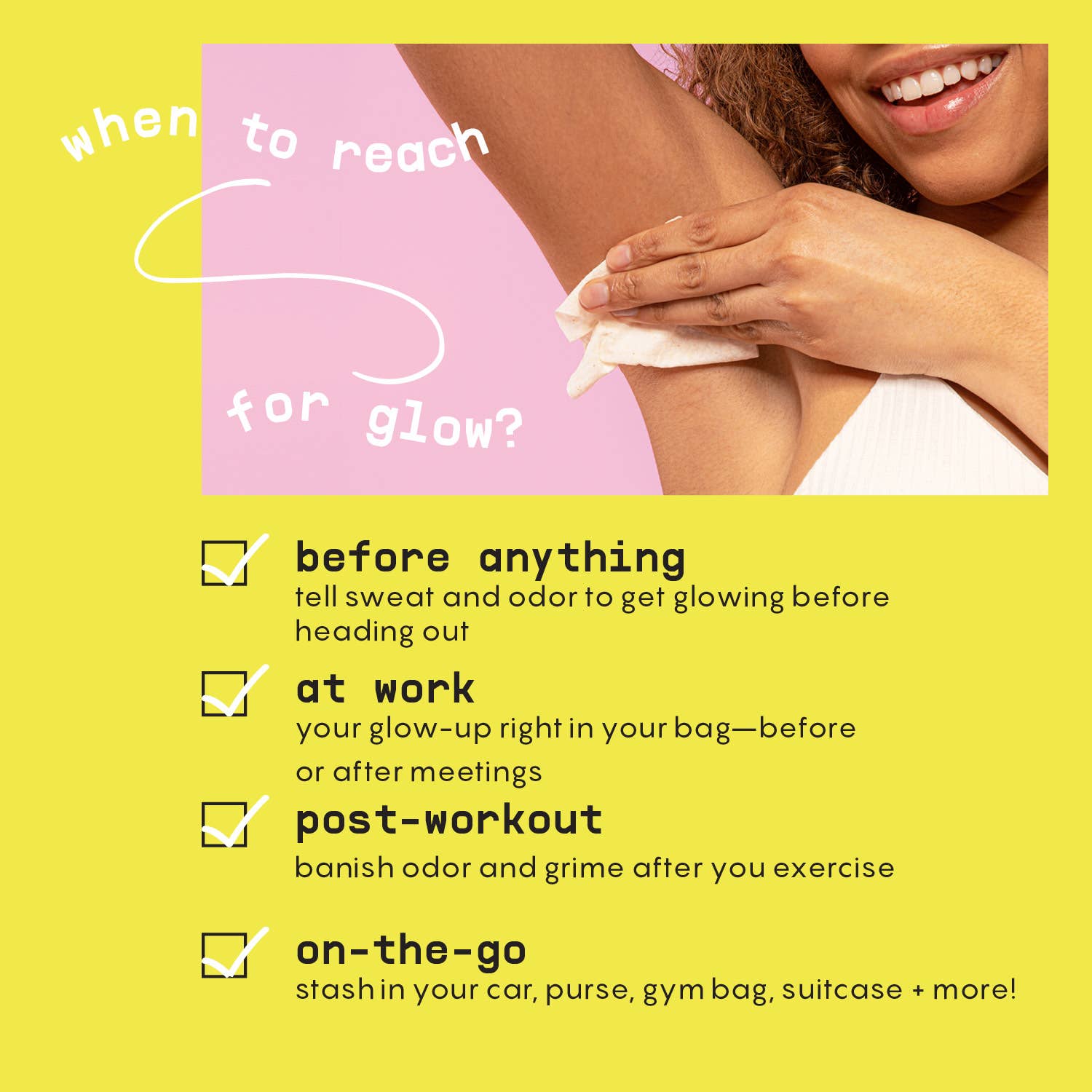 Glow Deodorant Wipes with Prebiotics & Zinc - Free Living Co