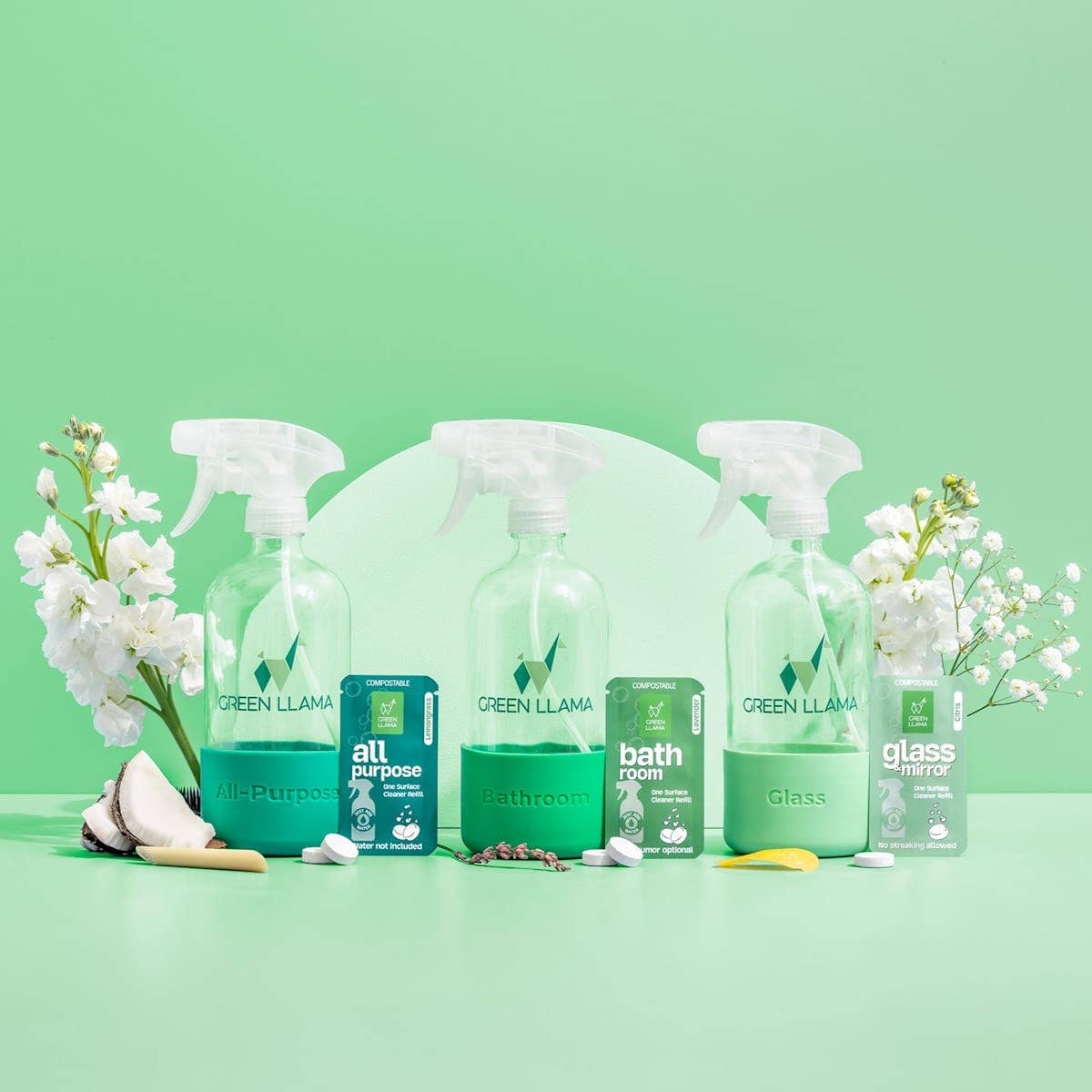 Green Llama Home Cleaning Kit - All-Purpose | Glass | Bath - Free Living Co