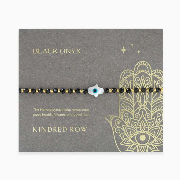 Hamsa Gemstone Bracelet, Black Onyx - Free Living Co