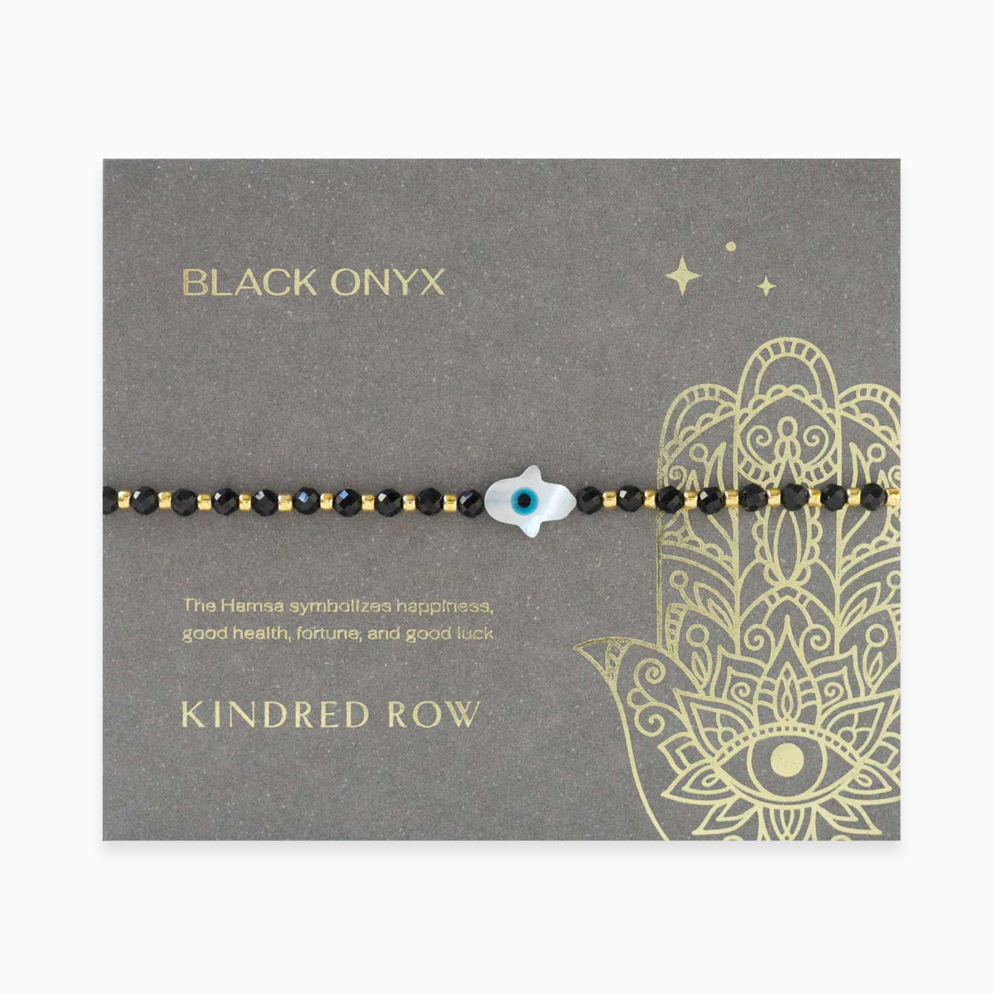 Hamsa Gemstone Bracelet, Black Onyx - Free Living Co