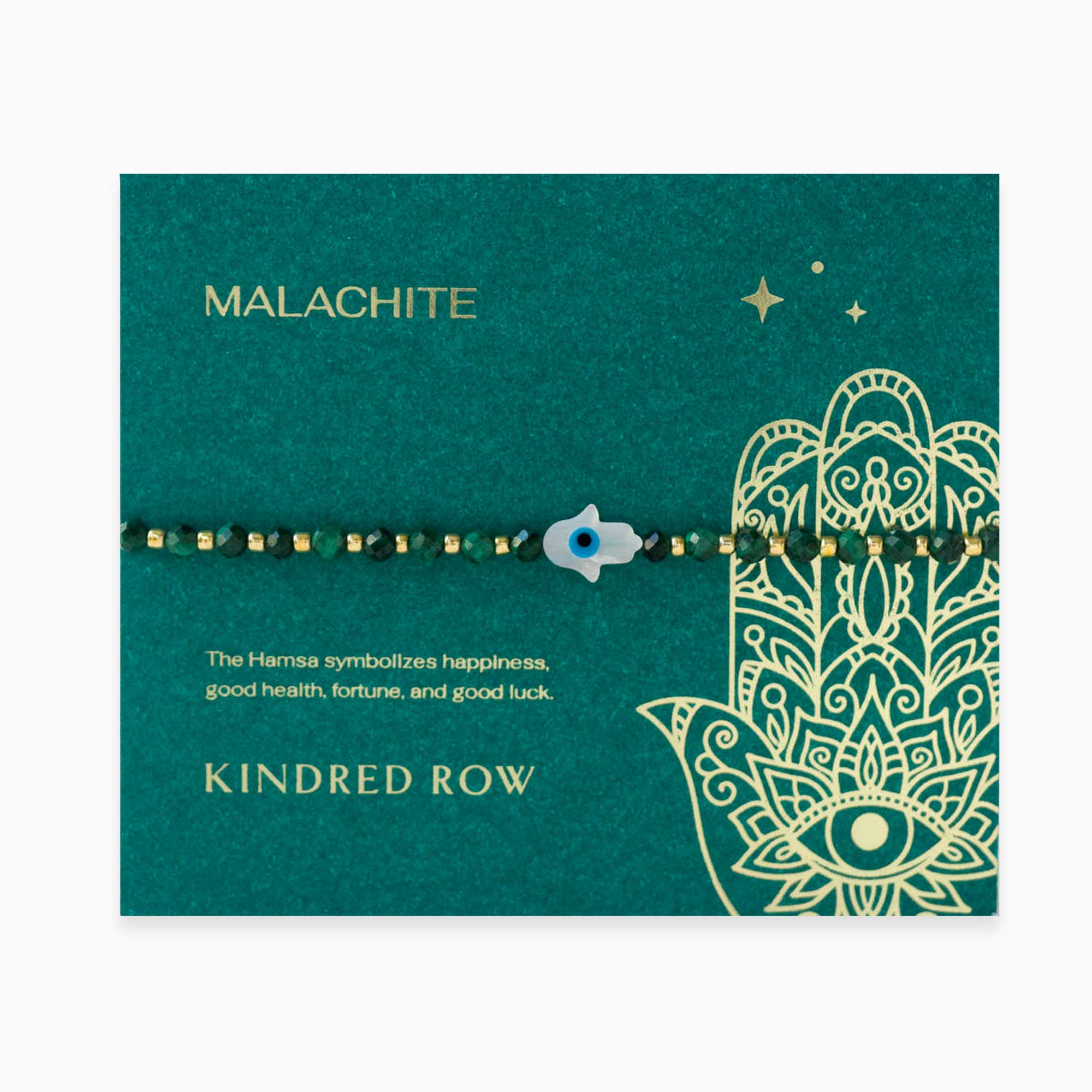 Hamsa Gemstone Bracelet, Malachite - Free Living Co