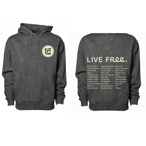 Live Free, Always * - Darkwood Camo Heavyweight Hoodie - Free Living Co