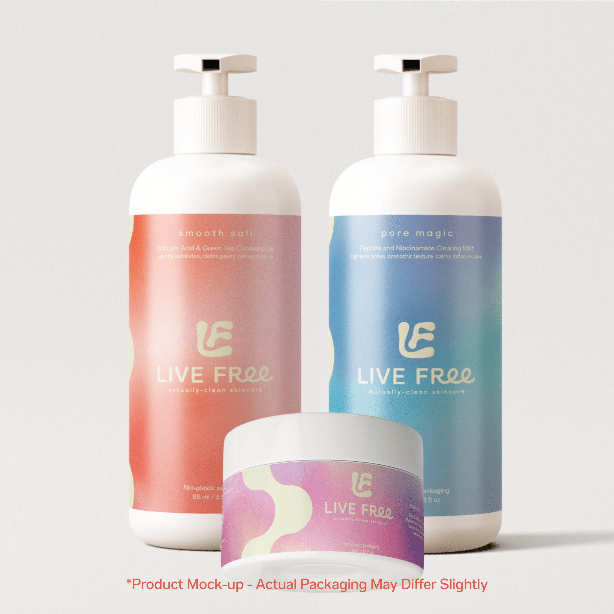 Live Free Skincare Set - Cleanser, Toner, Moisturizer - Free Living Co