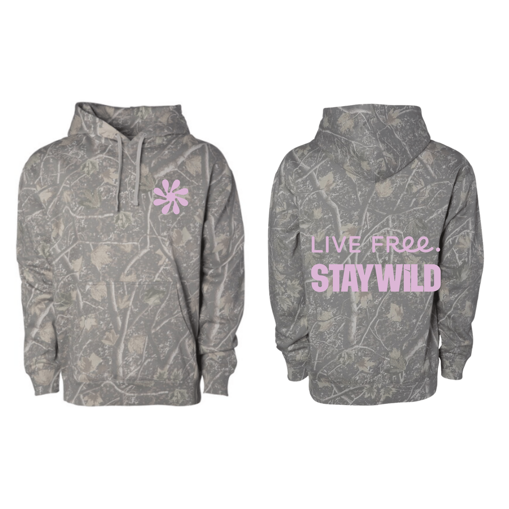 Live Free, Stay Wild - Heavyweight Camo Hoodie - Free Living Co