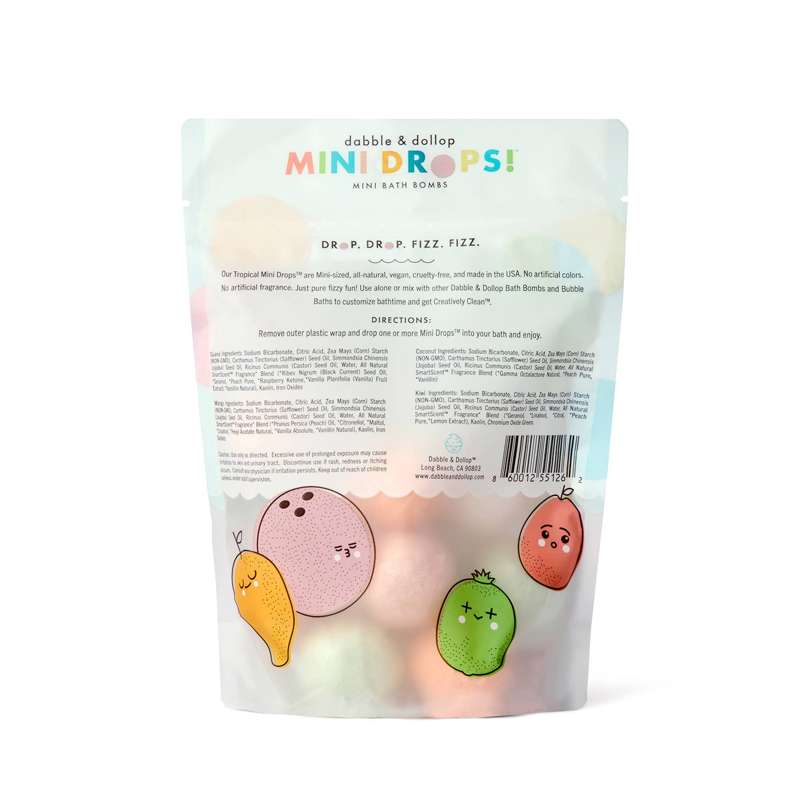 Mini Drops® Bath Bombs - All - Natural Tropical Scents - Free Living Co
