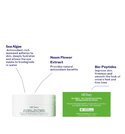 Off Duty Sea Algae + Bio - Peptide Smoothing Biodegradable Eye Masks - Free Living Co