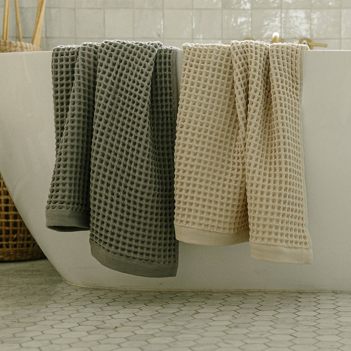 Organic Weightless Waffle Bath Towel - Free Living Co