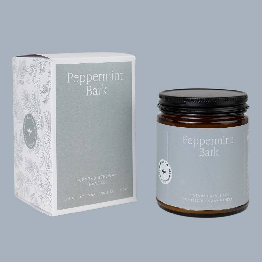 Peppermint Bark Essential Oil Beeswax Jar Candle: Non-Toxic - Free Living Co