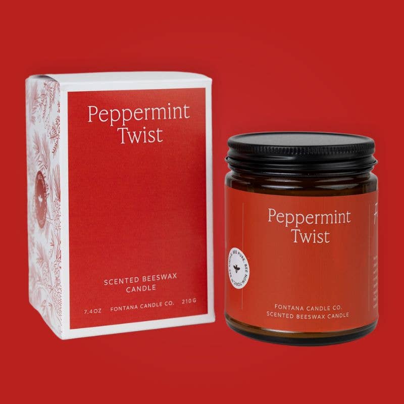 Peppermint Twist Essential Oil Beeswax Jar Candle: Non - Toxic - Free Living Co
