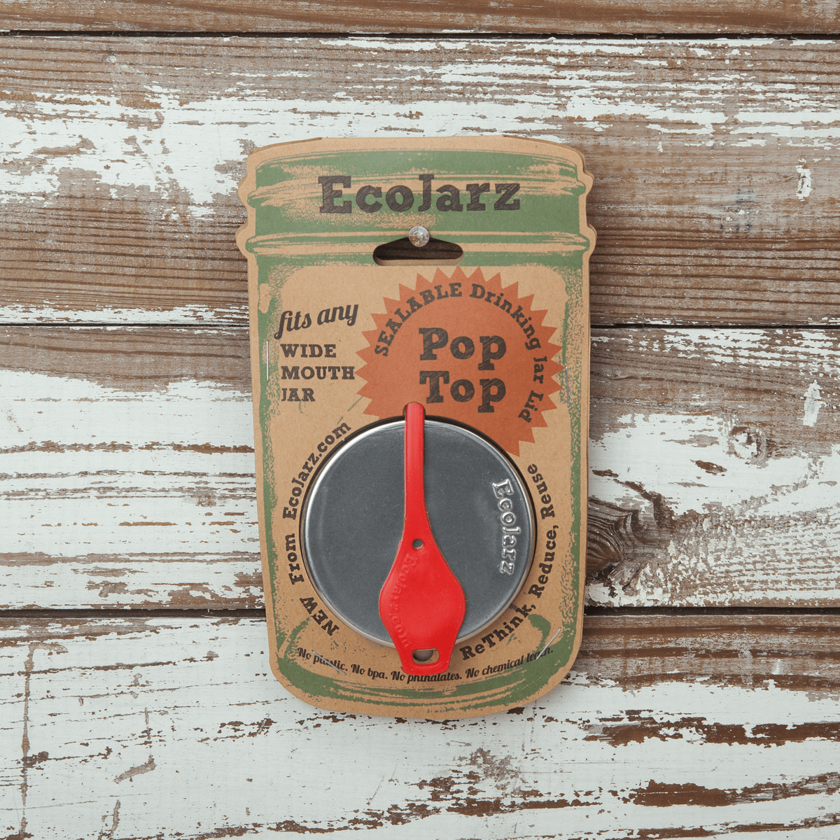 PopTop Sealable Drinking Jar Lid - Wide Mouth - Free Living Co