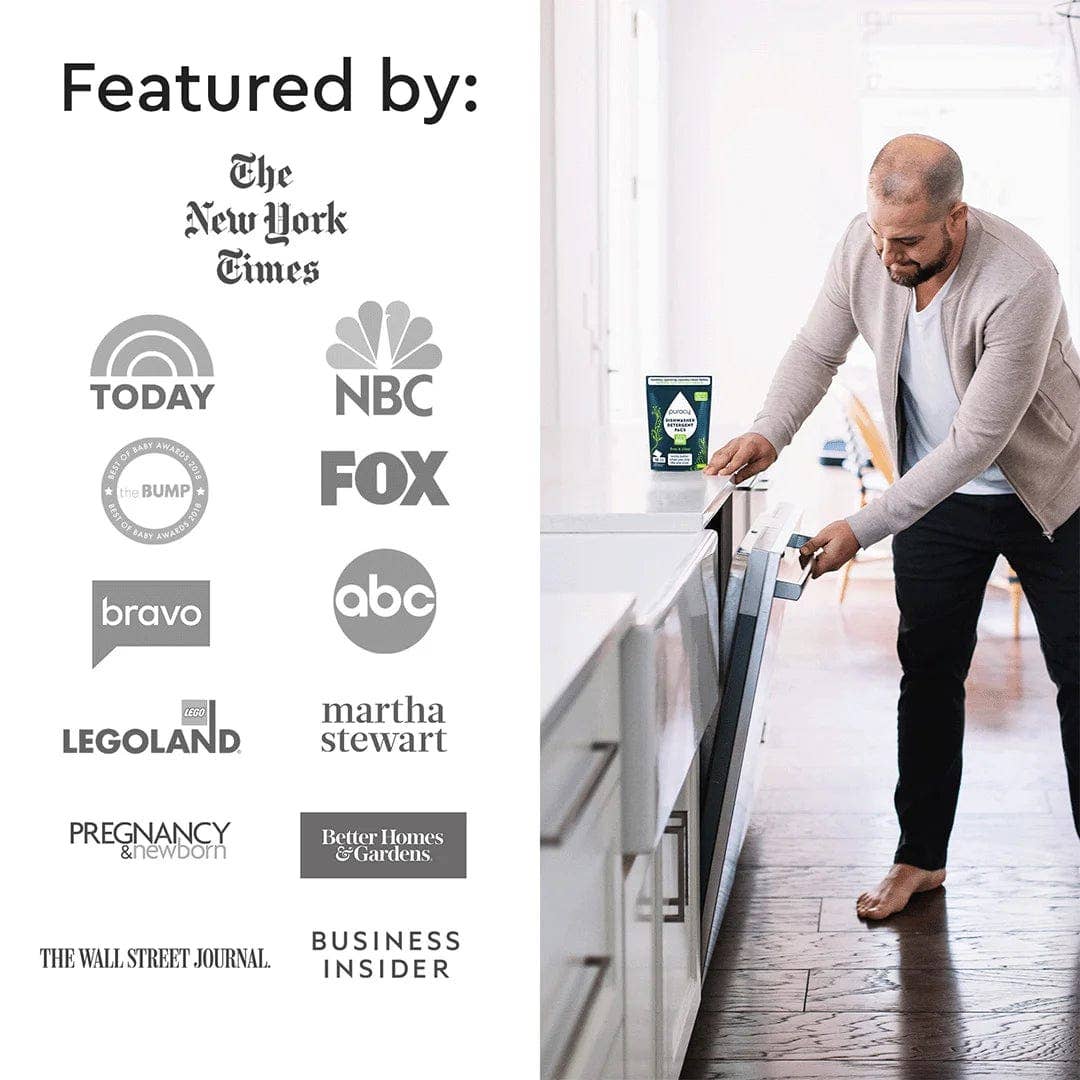 Puracy Natural Dishwasher Detergent Packs: Free & Clear / Pack of 50 - Free Living Co