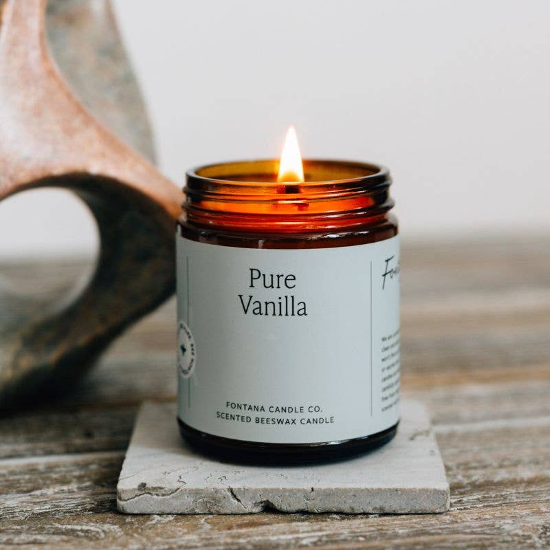 Pure Vanilla Essential Oil Beeswax Jar Candle: Non-Toxic - Free Living Co