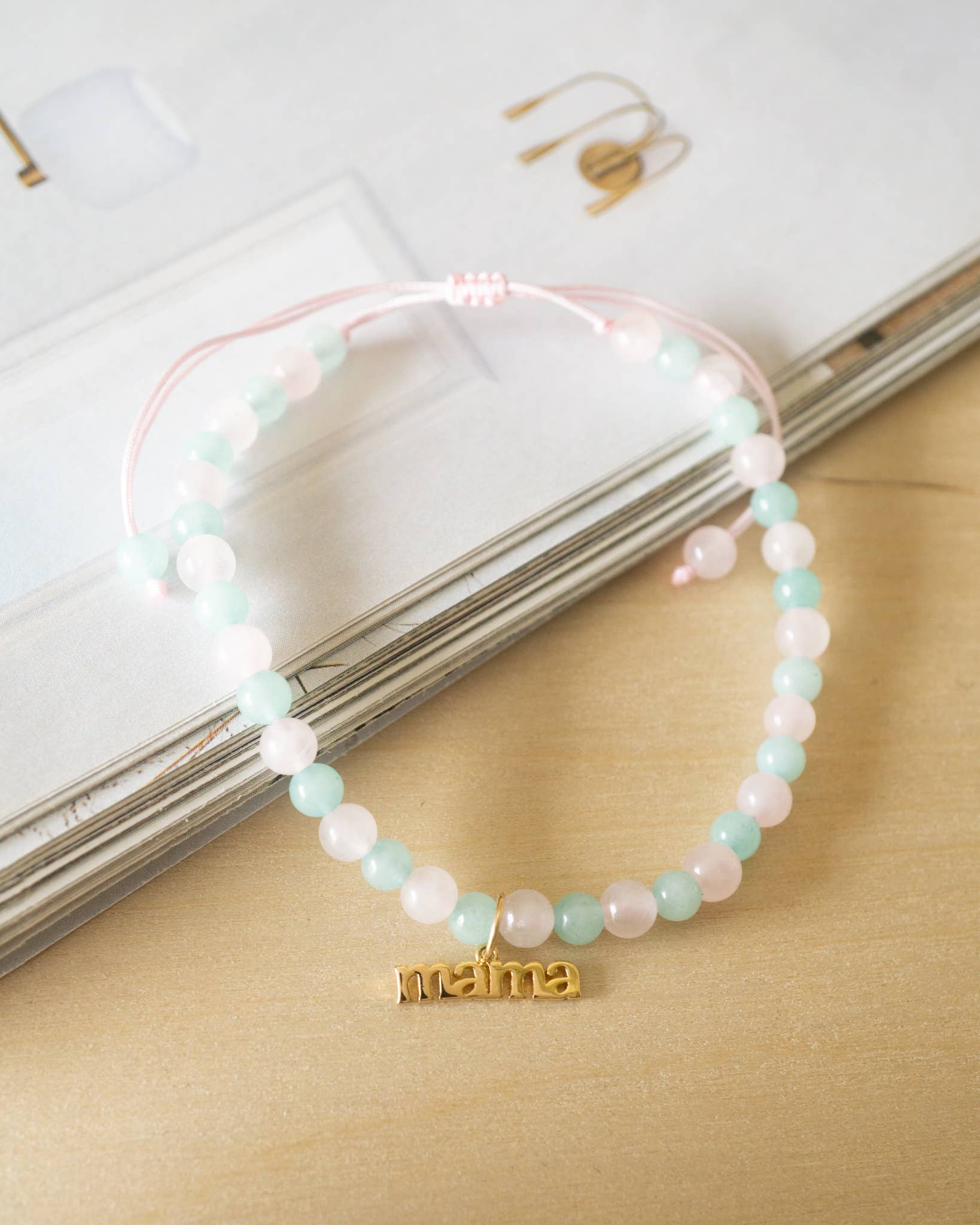 Rose Quartz + Amazonite Crystal Mama Bracelet - Free Living Co