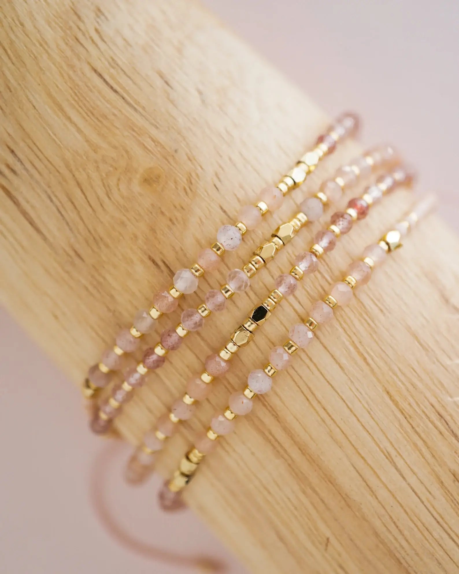 Rose Quartz Healing Gemstone Stacking Bracelet - Free Living Co