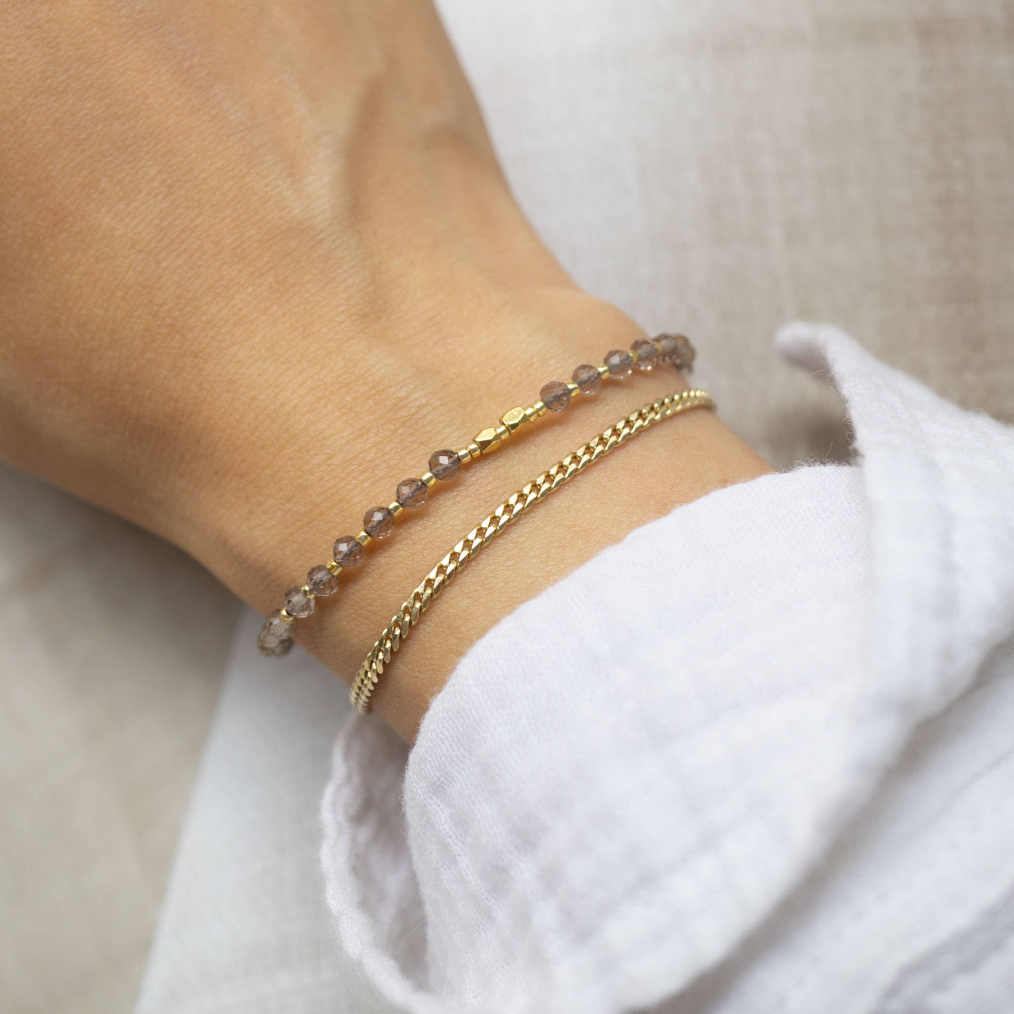 Smoky Quartz Healing Gemstone Stacking Bracelet - Free Living Co