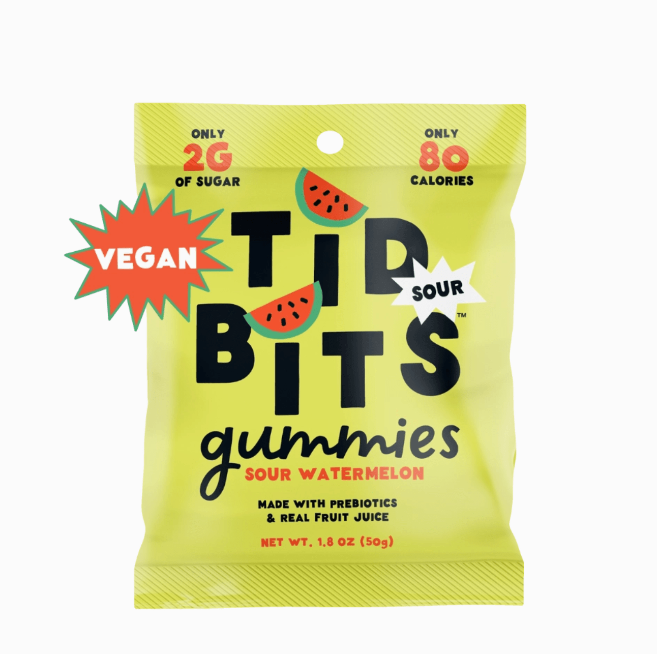 Sour Watermelon Gummy Candy - Low Sugar, Prebiotic,Vegan - Free Living Co