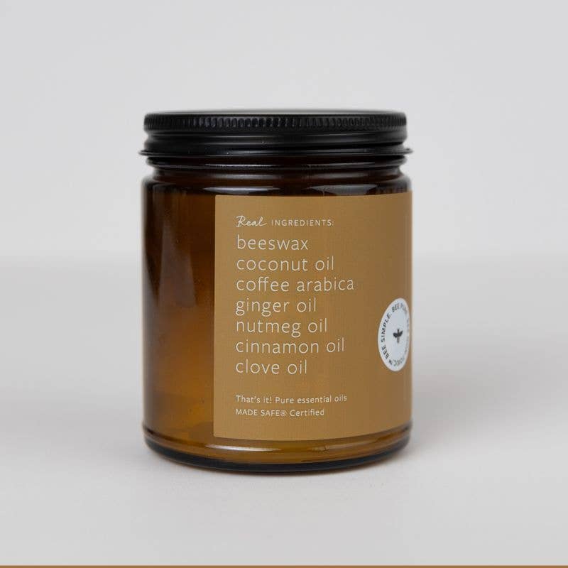 Spiced Latte Essential Oil Beeswax Jar Candle: Non-Toxic - Free Living Co