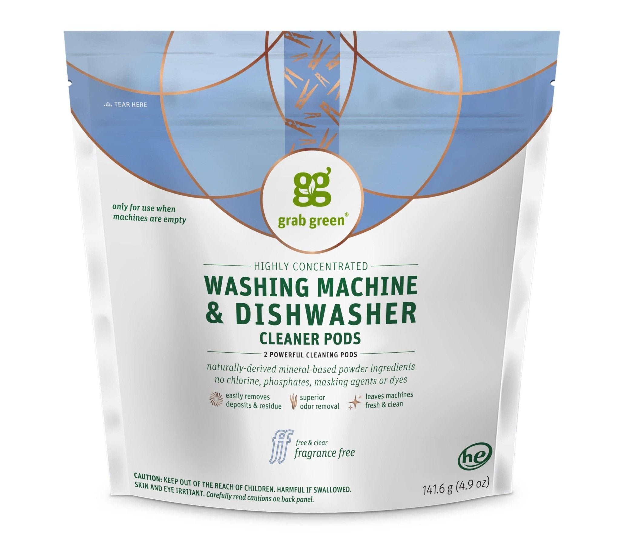 Washing Machine & Dishwasher Cleaner Pods, 2 Loads - Free Living Co
