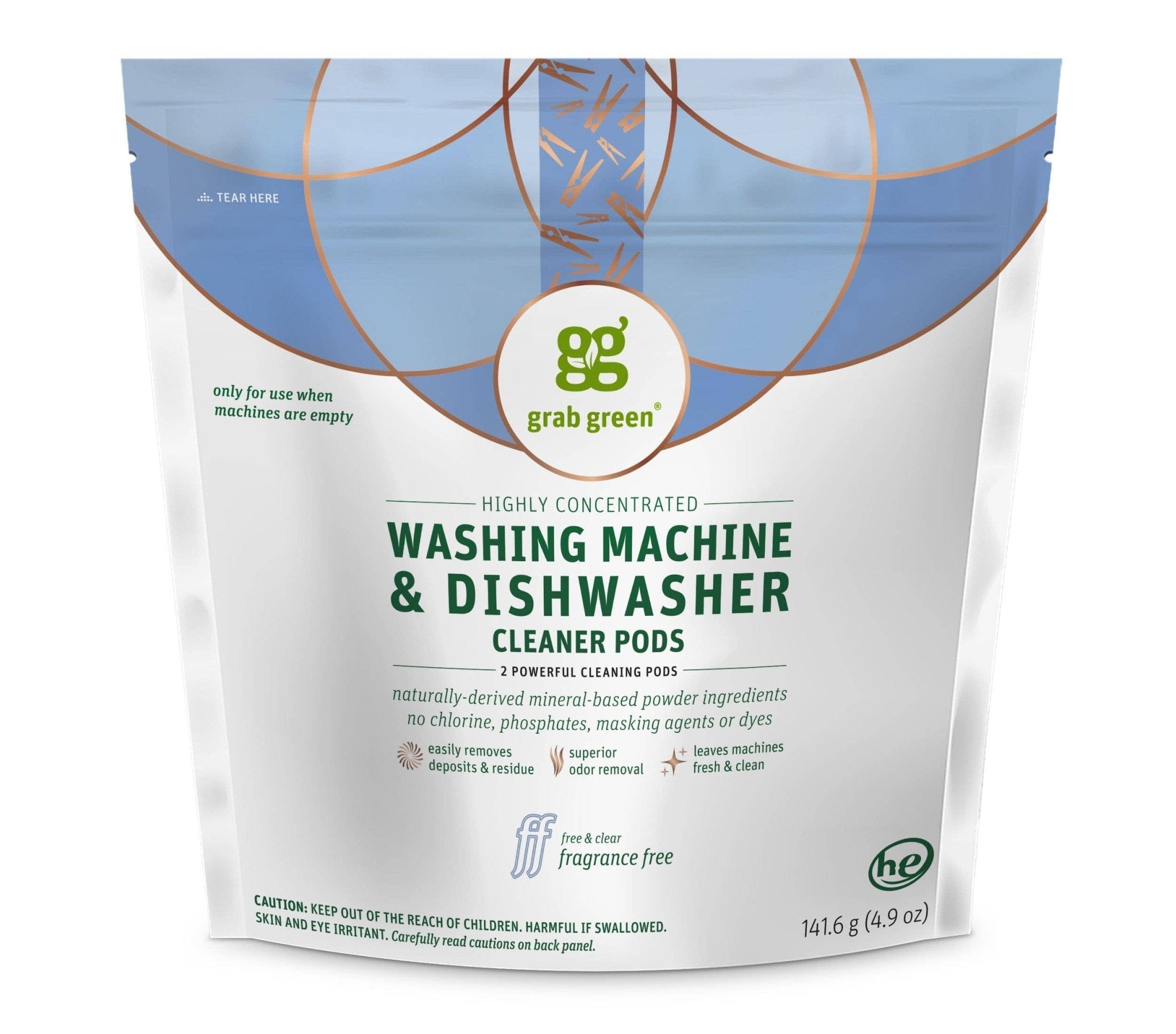 Washing Machine & Dishwasher Cleaner Pods, 2 Loads - Free Living Co